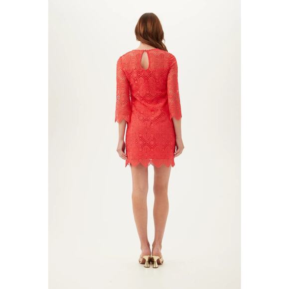 NWT TRINA TURK Dress Red Venetian Lace Party Cocktail Wedding Guest Dress Sz 8 - Picture 5 of 14